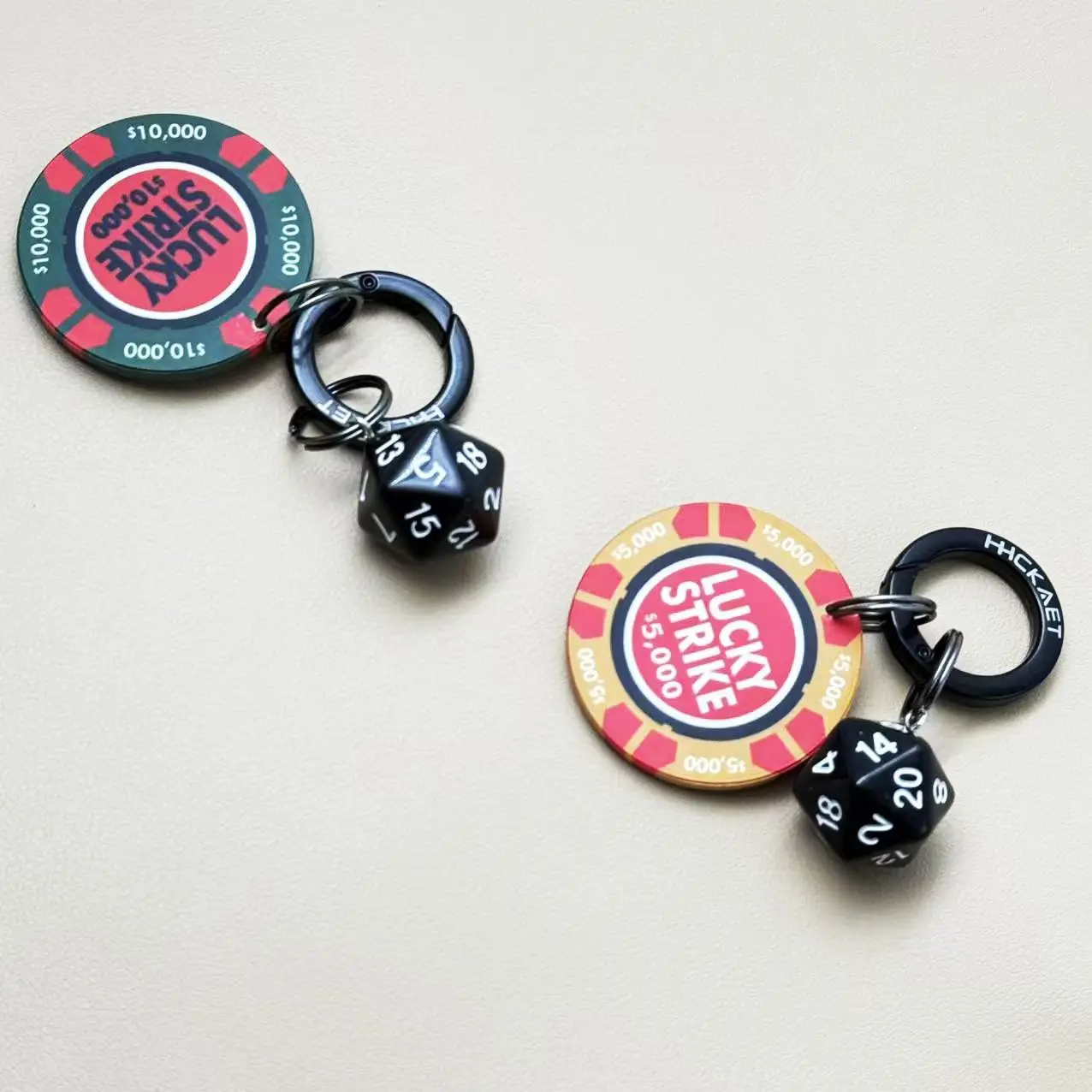 LuckyStrike Lucky Ceramic Chips Dice ins Wind Keychain Blackened Metal Pendant Personalized Jewelry
