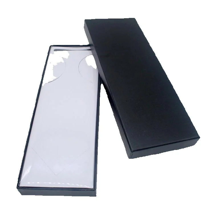 Black Cardboard Necktie Package Boxes Gift Boxes Men's Tie Display Storage Cases with Clear Window Wholesale