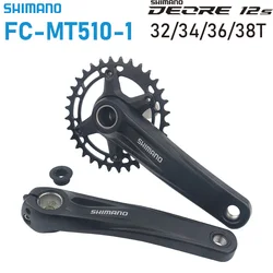 Shimano-platos y bielas para bicicleta de montaña MT510, juego de manivela de 12S, 32T, 34T, 36T, 38T, corona, 170mm