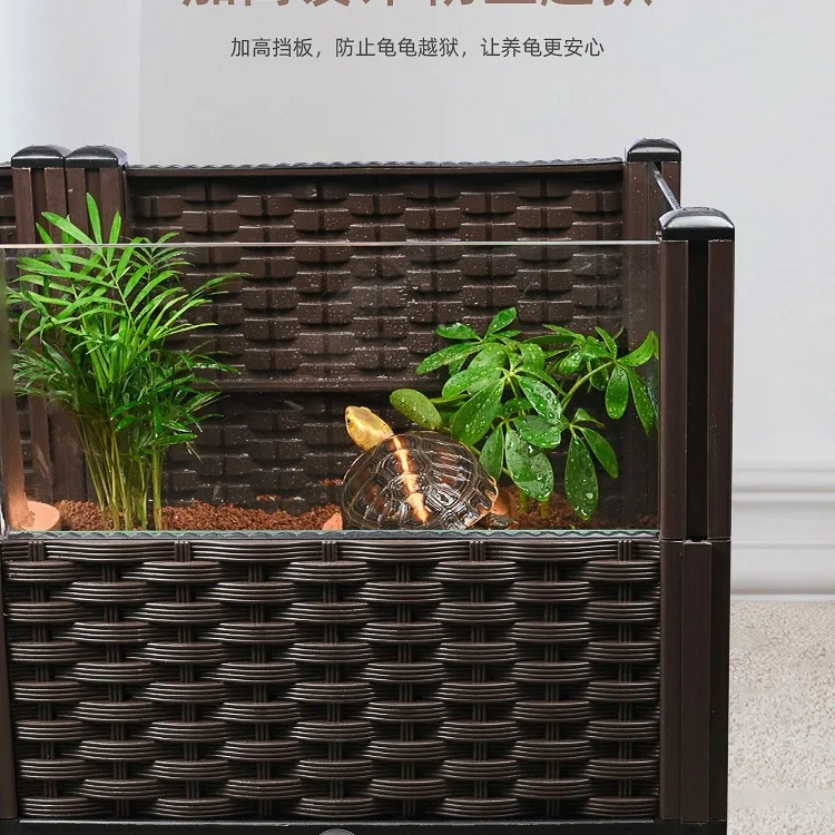 Yellow edge turtle tank half water turtle feeding box large turtle ecological breeding box tortoise landscaping plant Anyuan