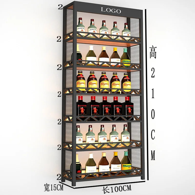 Bar bar metal wine rack wall mounted shelf industrial style storage rack wrought iron display rack restaurant wall wine cooler