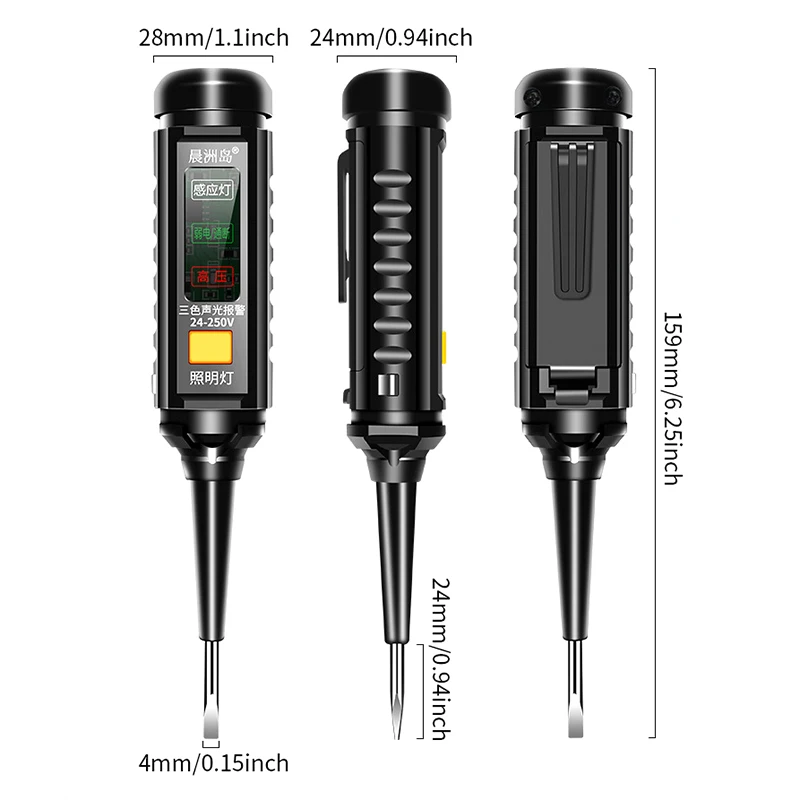 F5 24-250V Induction Test Pen Highlight Color Light Professional AC Voltage Detection Electrician Screwdriver Probe Testing Tool