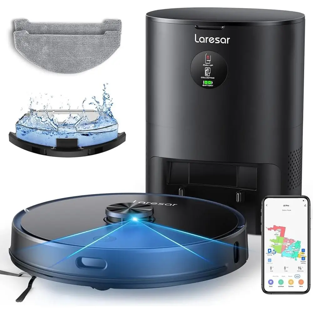 Combinatie robotstofzuiger en dweil 3-in-1 zelfleegstation LiDAR-navigatie Slimme app-bediening 4000 Pa zuigkracht Spraakbesturing Multi