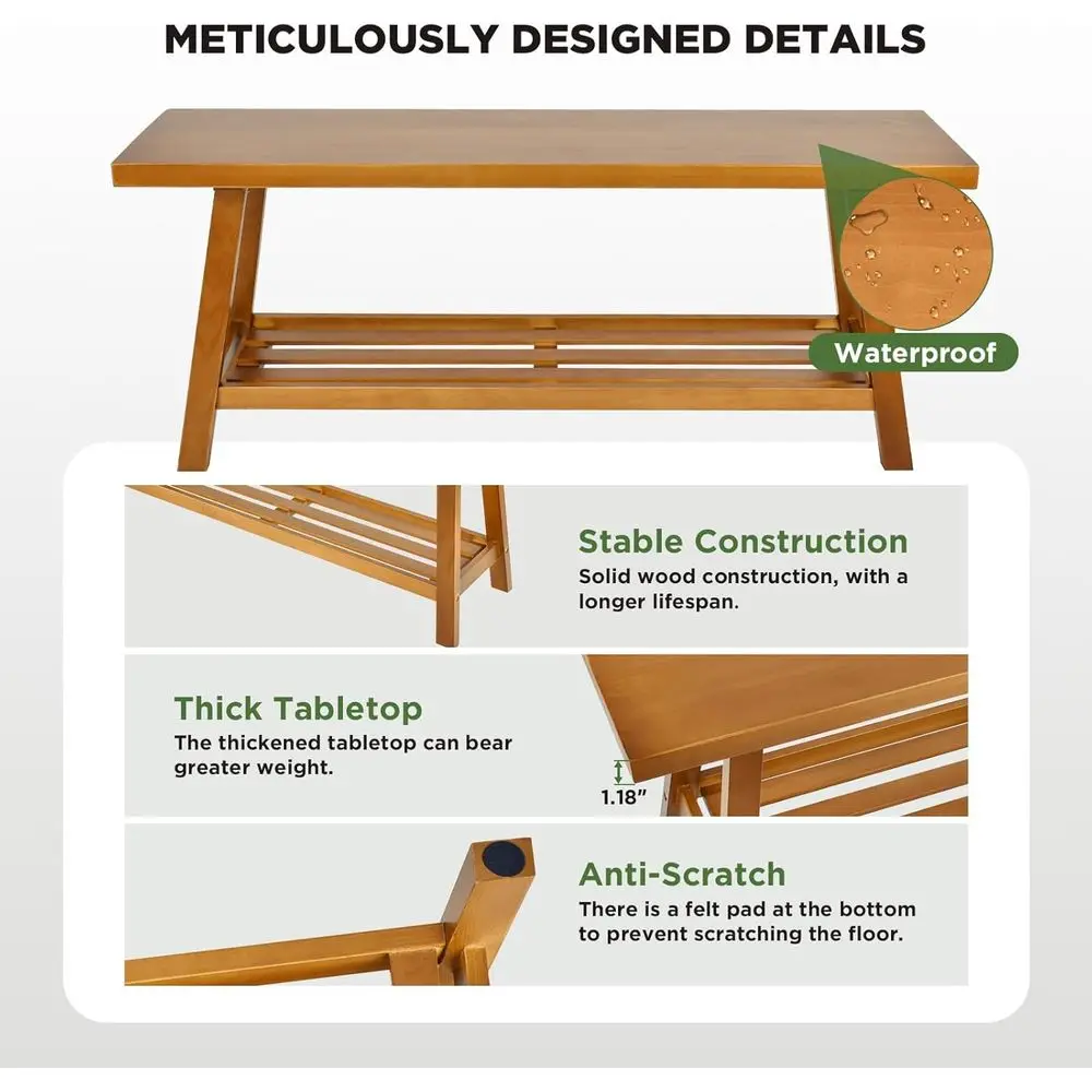 Panca compatta in legno rustico per ingresso, camera da letto, sala da pranzo, soggiorno e corridoio