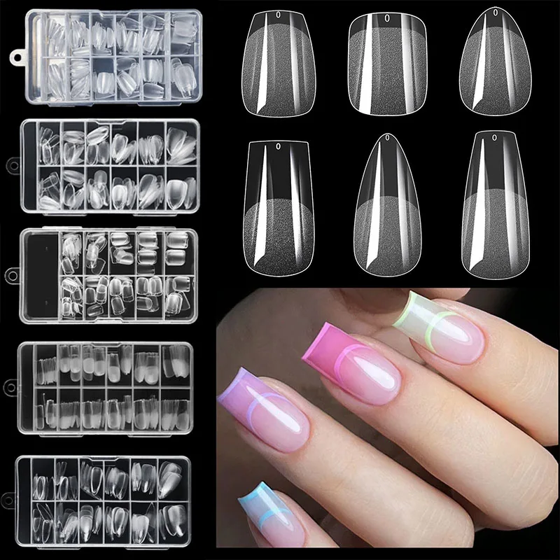 

New 120pcs Nail Extension Tips Artificial Nails Soft Gel Tips for Nail Soft Gel Press on Nails Capsule for Women CDJ08