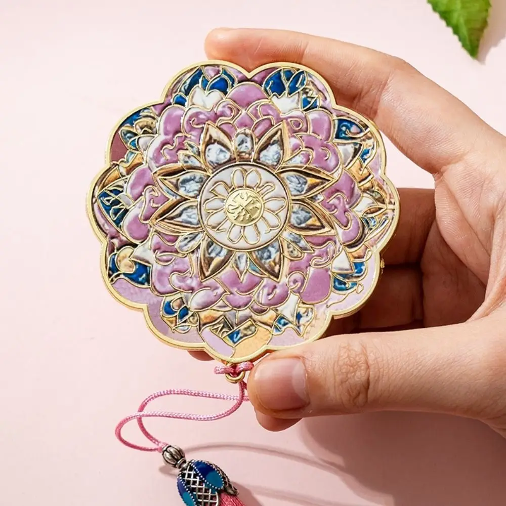 Modne, wykwintne lusterko w stylu chińskim, miedziane, HD, okrągłe, z frędzlami, lusterko w stylu vintage, prezent.