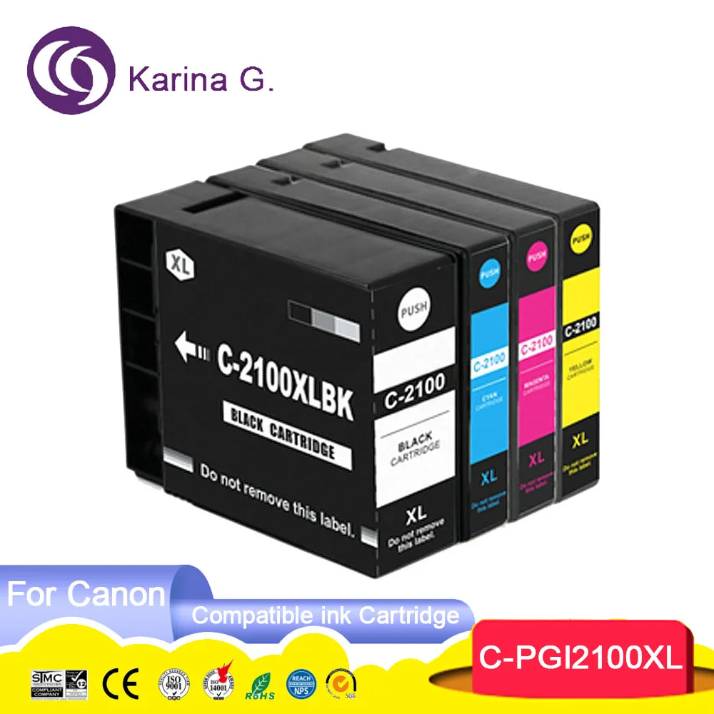 Compatible For Canon PGI2100 PGI-2100 PGI2100XL ink Cartridge Full ink For Canon MAXIFY Ib4010 IB4110 MB5110 MB5310 MB5410 etc.