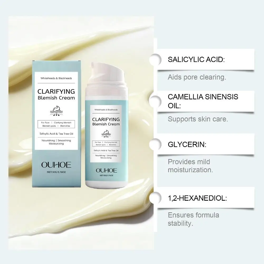 Salicylic Acid Acne Removing Cream Soothing Tea Tree Oil Nourishing Lightweight Non Greasy Moisturizer 50g  Pore Facial Cream view 4