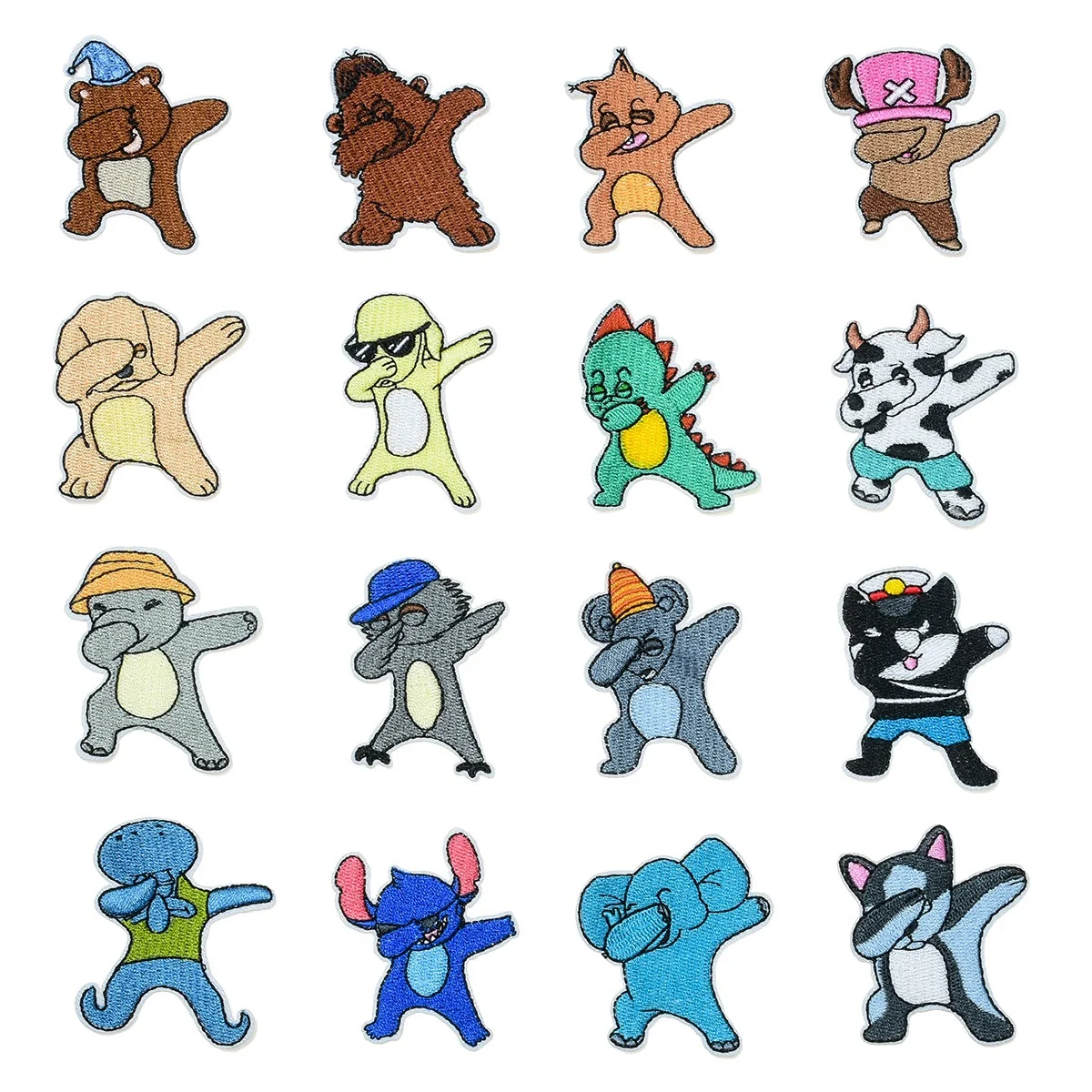 服、かわいい犬と動物のアップリケ、衣類、ジーンズ、バッグ用のクールな鉄パッチ、16個