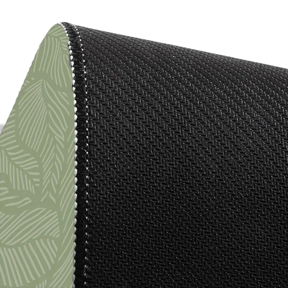 セージグリーンのマウスパッド、デスクマット、可愛い、複数サイズ、ステッチエッジ、ボヘミアンシック、緑の葉、自然、マウスパッド、大型、拡張デスクマット