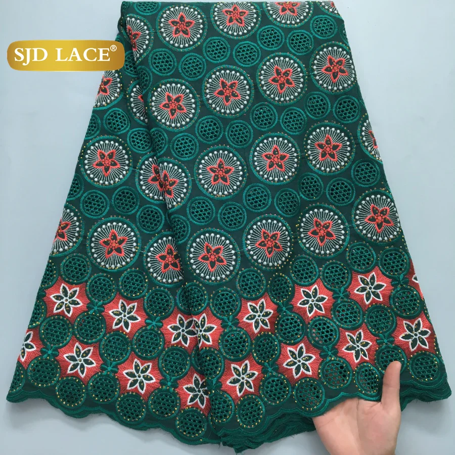 

SJD LACE Swiss Voile Lace In Switzerland 2025 High Quality African Cotton Lace Fabric with Stone for Wedding Party Dresses 4183