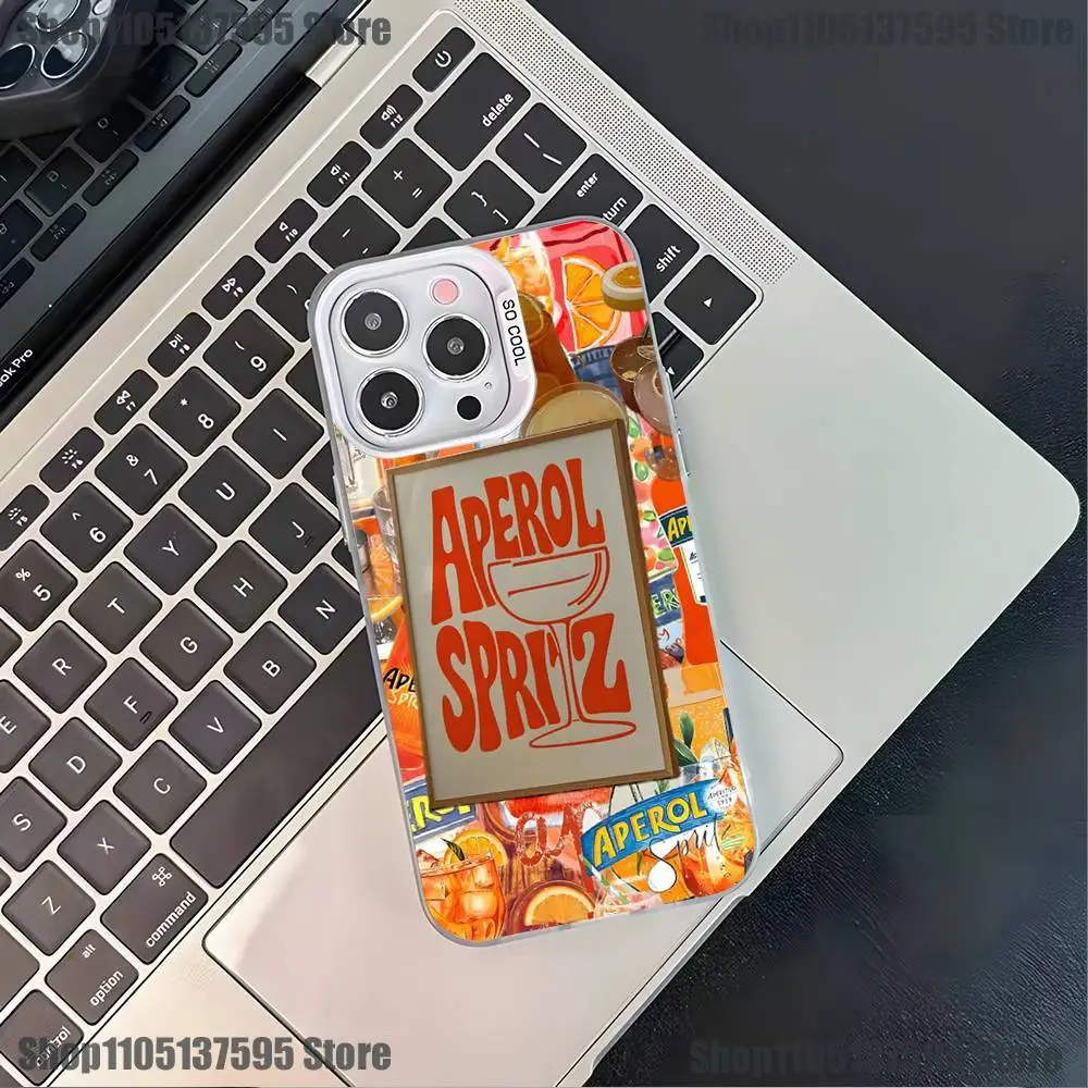Funda de teléfono Aperol Spritz Art para iPhone 17,16,15,14,13,12,11,Pro,XS,Max,Plus,Mini,SE4,E, funda blanca mate a prueba de golpes