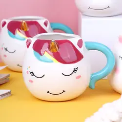 Fashionable Mugs Unicorn Cute Creative Ceramic Mug Milk Coffee Breakfast Cup Creative Handdrawn 300ml Capacity