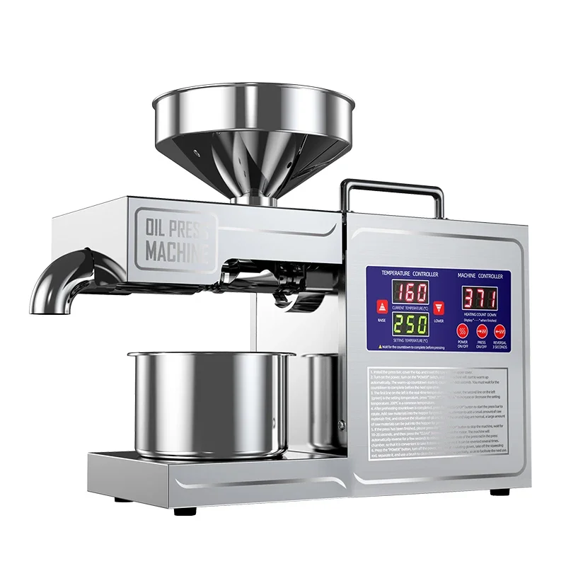 NEW 2025 Model 304 Stainless Steel Oil Press Machine Large Capacity for Peanut,Sunflower,Sesame Seeds Easy Clean, Low Noise