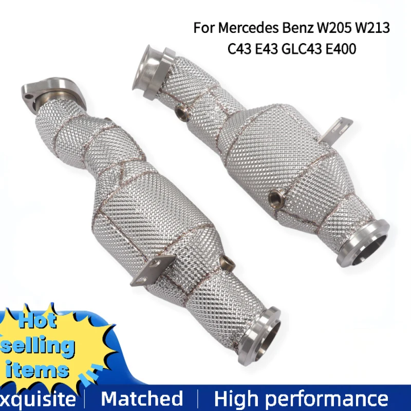 

OEM High Flow Downpipe for Mercedes Benz W205 W213 C43 E43 GLC43 E400 3.0T Exhaust Pipes Exhaust Header with Heat Shield