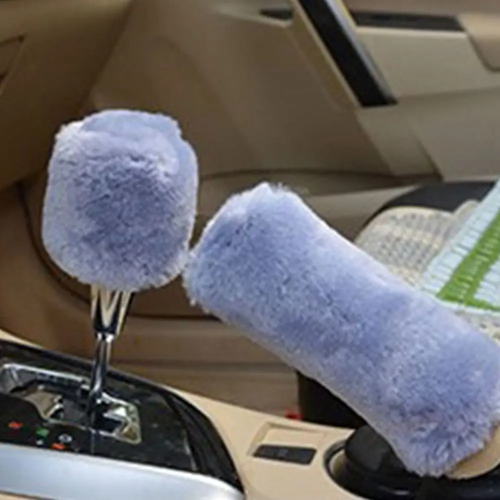 1 Pair of Soft Plush Handbrake Cover Set Plush Warm Car Plush Handbrake Cover Thickening Universal Handbrake Grip Covers