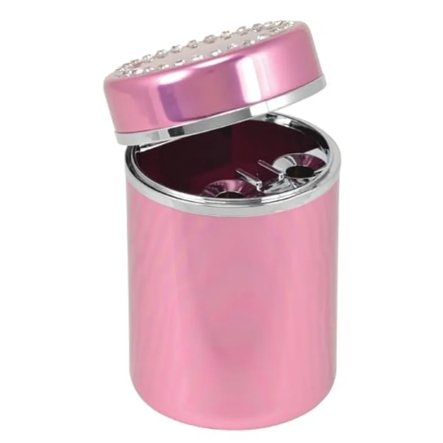 

B Automotive 22-1-39268-8 Pink Diamond Ash Tray, Multi, One Size, Aluminum Canister with Sparkly Rhinestone Detail