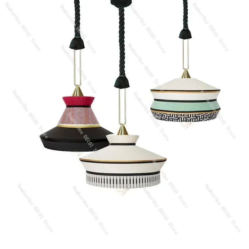 Southeast Asian Style Chandelier Natural Rattan Wood, Designer Restaurant Thai Hotel Bar Fabric Lampshade Lighting
