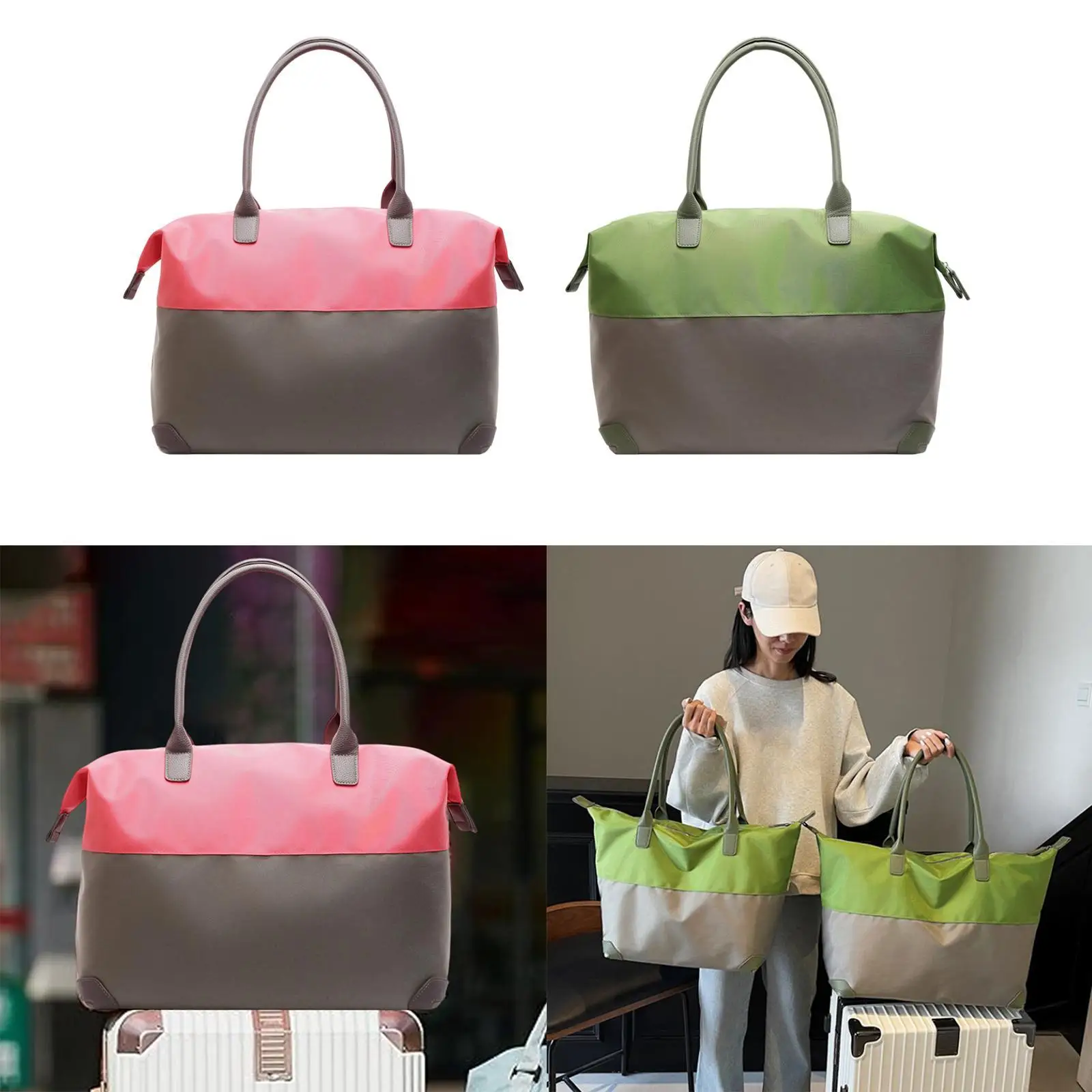 حقيبة سفر من القماش الخشن بمقبض علوي وحقيبة كتف ذات سعة كبيرة ومتعددة الأغراض