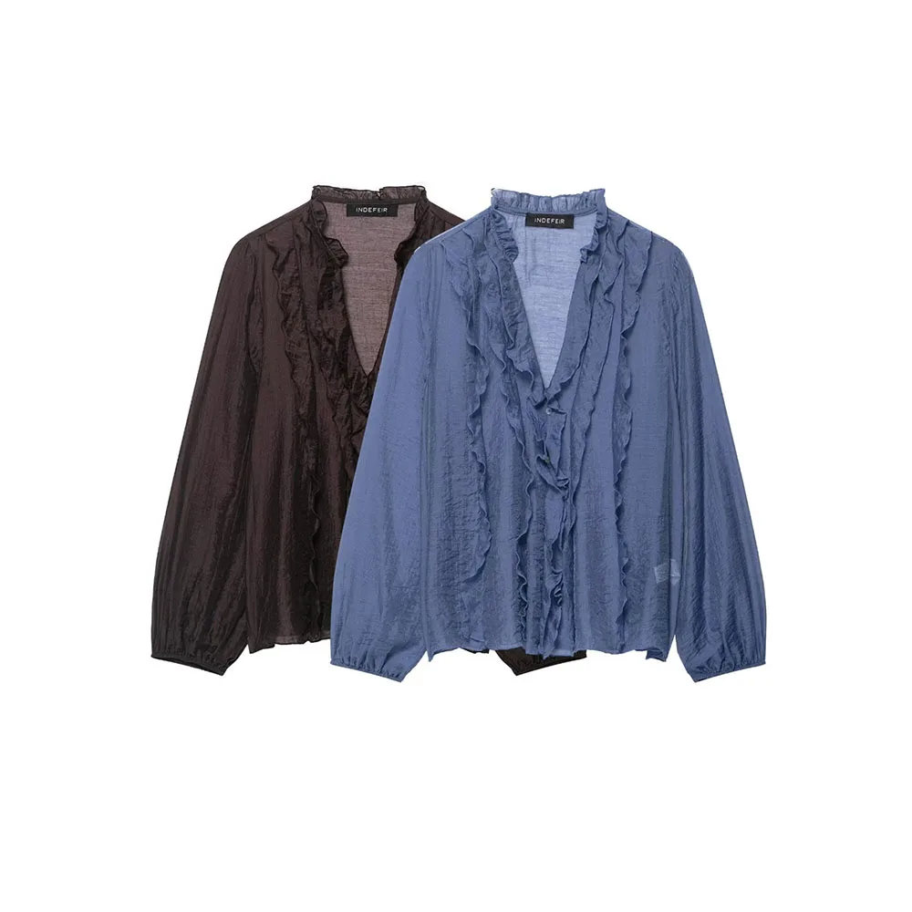 

Autumn New Women's Fashion Versatile Stacked Decorative Shirt