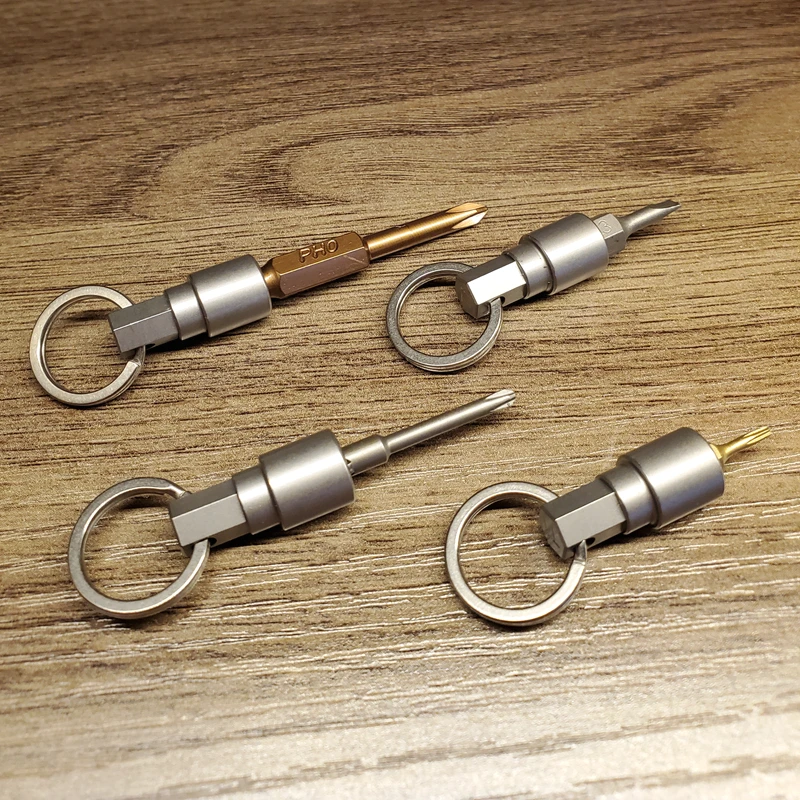 Loook Store Mack Walker 1 Piece Titanium Alloy TC4 Magnetic Screwdriver Base with 18mm Diameter TI Key Ring, Bits Not Included