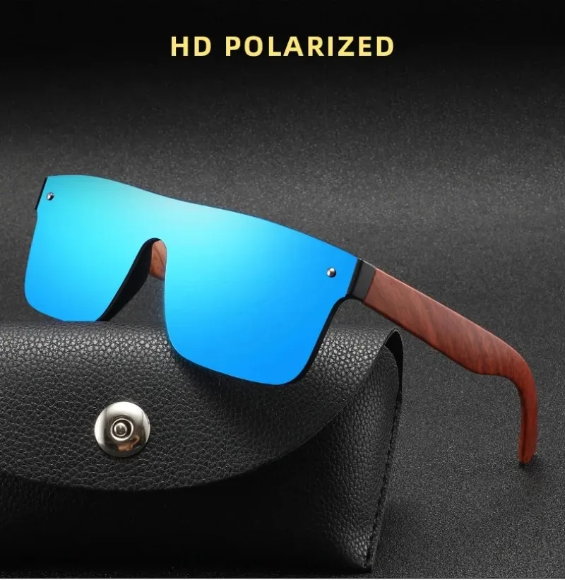 Gafas de sol polarizadas para deportes al aire libre para hombre, gafas de sol para conducir, gafas de sol modernas de bambú y madera con patillas de resorte, protección UV400