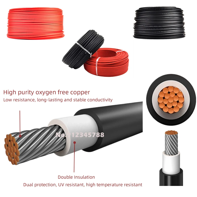 Solar Panel Extension 14/12/10/ AWG Red and Black Tinned Copper Double Jacketed Wire with Solar PV Cable Connector