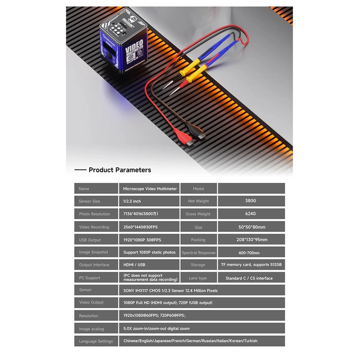 Multimètre vidéo pour Microscope AA25 Action 2, sortie USB 4K, Interface 1080P 60FPS type-c pour ensemble d'outils de réparation de PCB