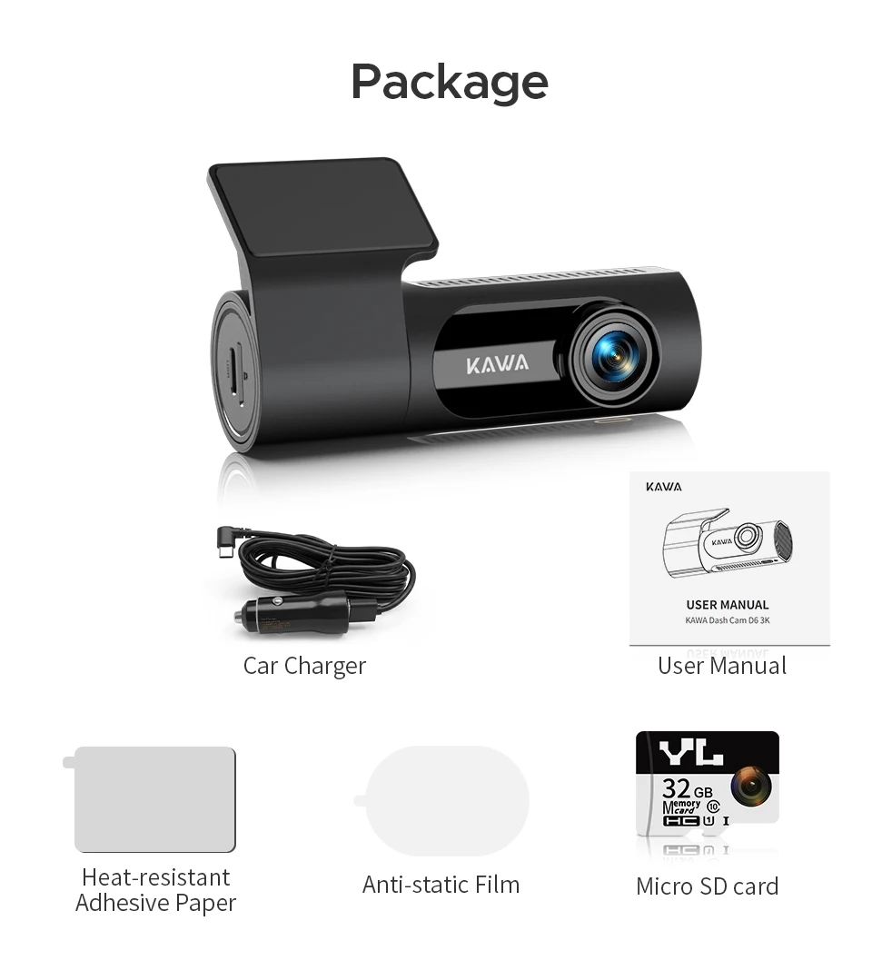 KAWA Dashcam D6 3K Upgrade Nachtsicht 24/7 Parküberwachung Superkondensator Notfallaufzeichnung Auto-DVR Sprachsteuerung – Detail 18