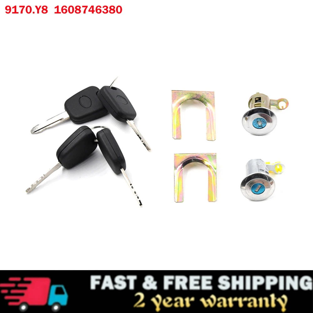 Car Cylinder Door Lock Barrel Key Set For Peugeot 107 Citroen C1 Toyota Aygo 05-14 Cylinder 9135S2 9136.T0 9170.Y8 1608746380