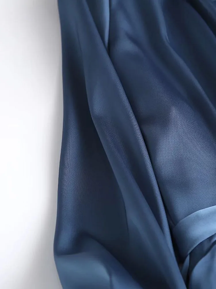 Moda outono: vestido midi de cetim elegante de manga comprida para mulheres, ideal para uso de escritório com design slash