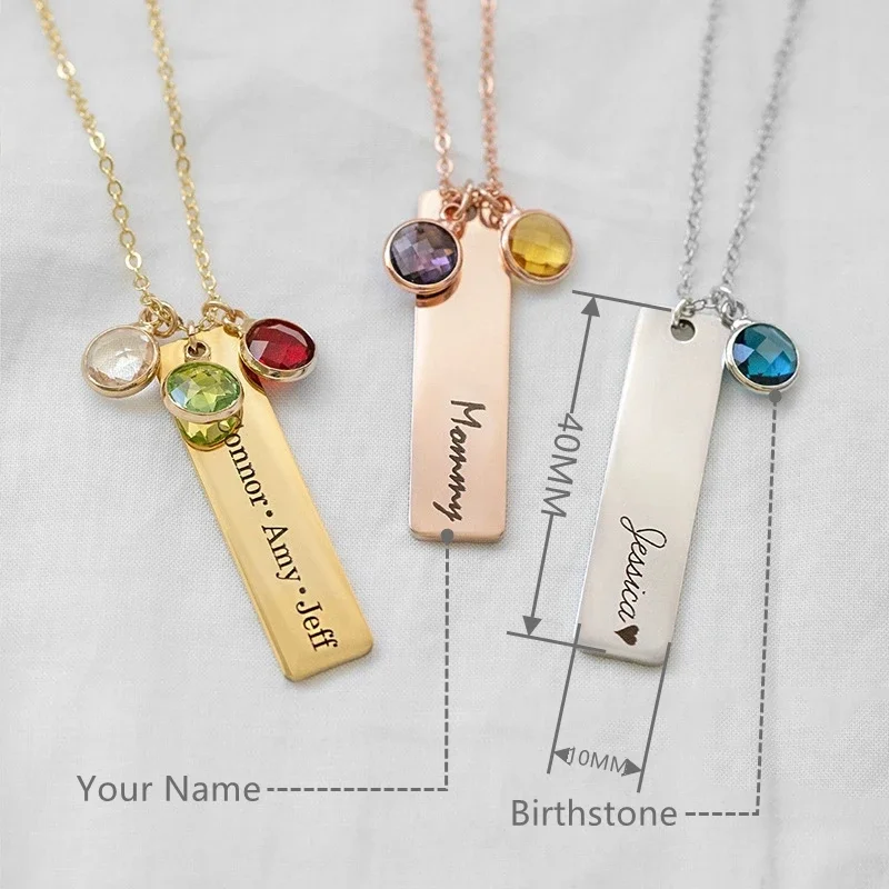 Personalized Stainless Steel Name Necklace Custom 12 Birthstone Charm Pendant Jewelry for Women Children Gift 2023