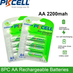 8PC PKCELL AA Battery 2200mah AA Rechargeable Battery 1.2v NI-MH Batteries and 2PC Battery Box for For Mouse Remote control Toys