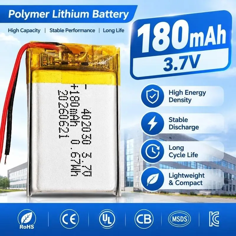 20pcs 402030 Polymer Lithium Battery 180mAh 3.7V Ternary Li-ion Cell for Speaker Early Education Machine Toy Car Wholesale