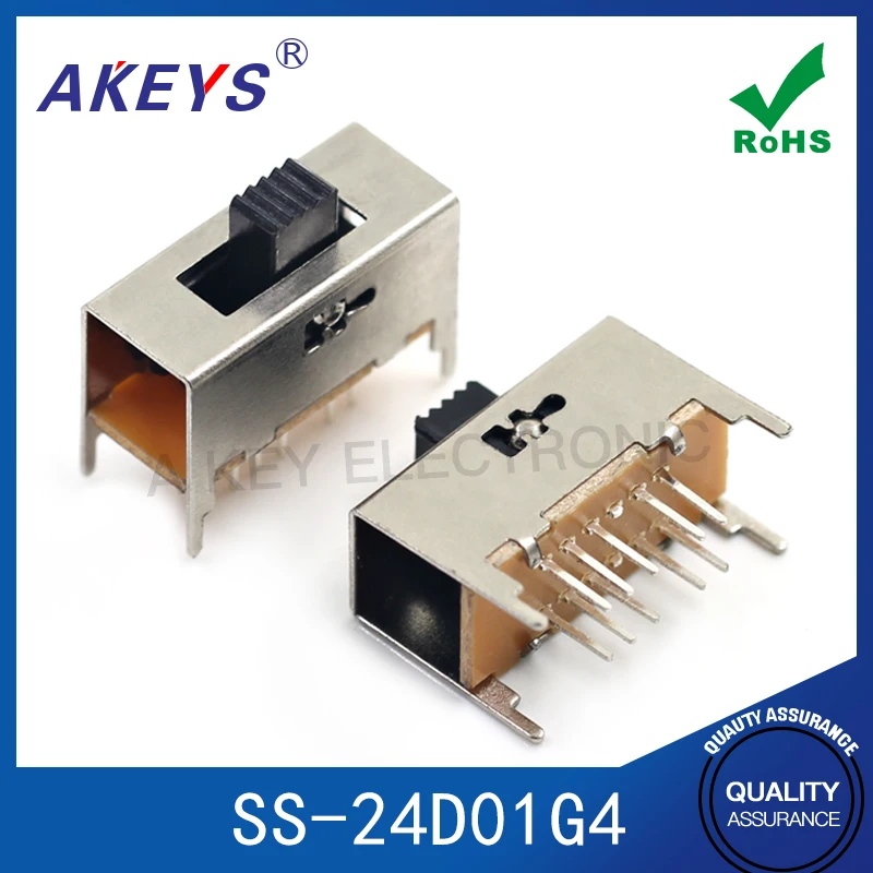 SS-24D01G4 (2P4T) double row in-line 10 pin 4-gear toggle switch handle 4mm high vertical sliding