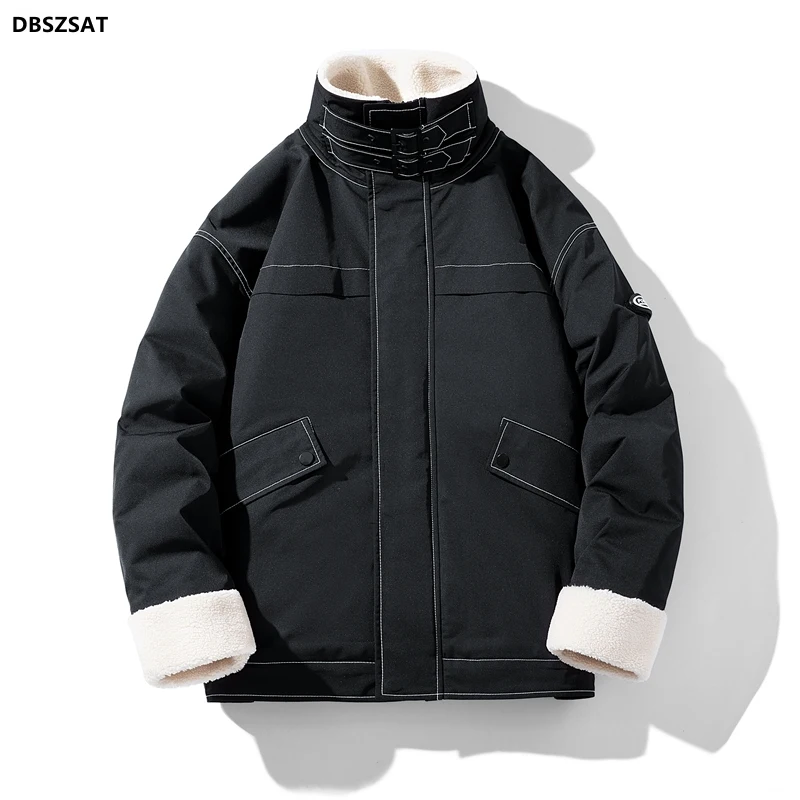 Winter New Fleece Warm Thick Jackets Men Fashion Lamb Plus Fleece Overcome Men Autumn Outwear Military Casual Jacket Men