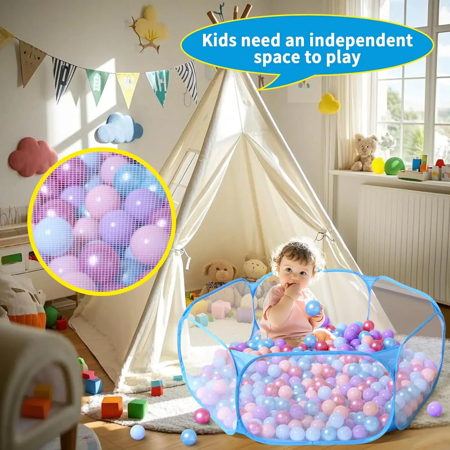 Kinder-Bällebad-Spielbecken, Spielzelt, Spielzeug-Ball-Spielbecken, faltbares Spielzelt für Kinder, Mädchen, Jungen, Haustiere im Innen- und Außenbereich, Bälle nicht