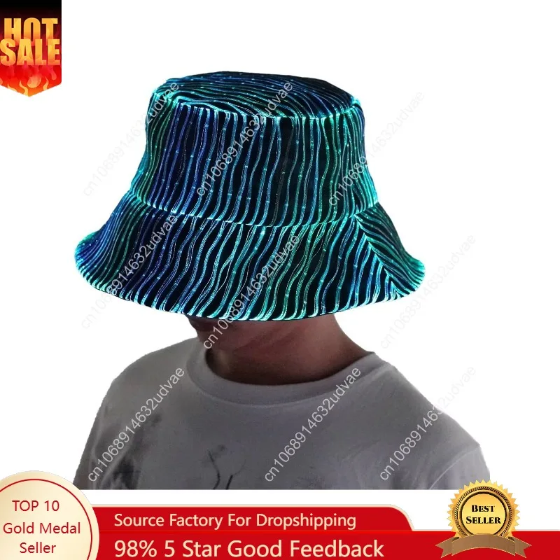 

Light up Hat Rave Bucket Hat 7 Colors Flashing Glow LED Hat Neon Crazy Hats for Festival Gear for Party Hats EDM Accessories