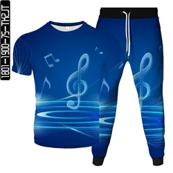 Musik symbol Klavier Violine Muster druck Männer Frauen Sommer Mode Trainings anzug T-Shirt Hosen Set lässig Outdoor-Anzug Größe S-6XL