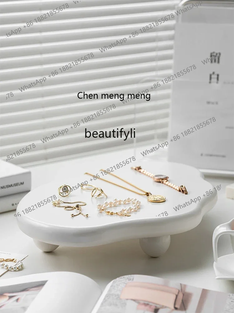 

ss7304 Nordic Geometric Tray Black and White Wooden Cloud Decorative Tray Aromatherapy Decoration Plate