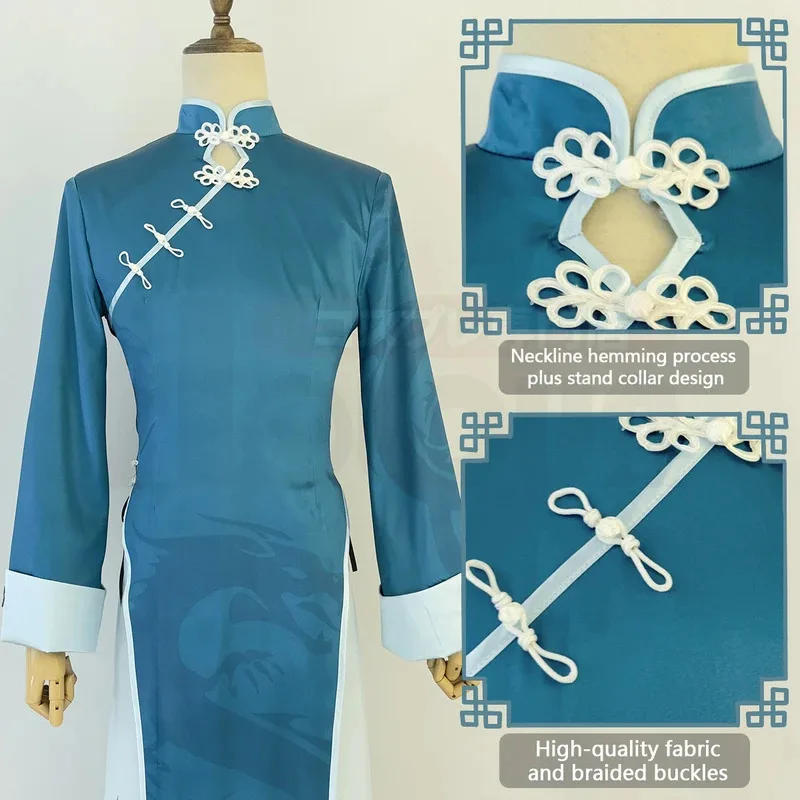 HOLOUN Azul Bloqueio Anime Kaiser Cosplay Verde China Traje Kung Fu Tang Terno Peruca Rosa Net Fibras Sintéticas Halloween Natal