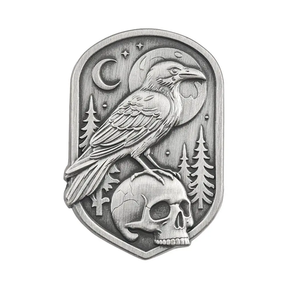 1PC Norse Mythology Raven Shield Star-Moon Forest Badge Lapel Pin Decoration Craft Gift for Men and Women