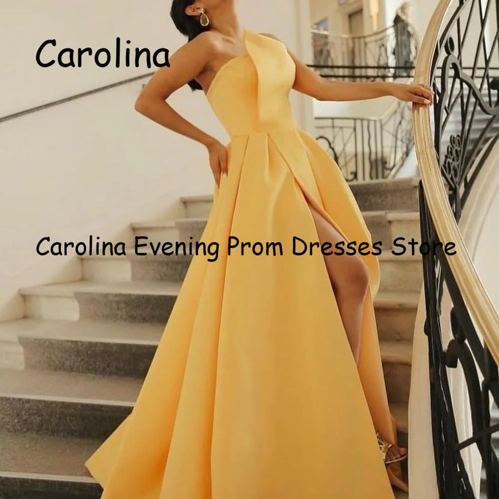 Carolina Satin A-line Strapless Ruffle Floor-length Luxury Prom Gown Evening Formal Elegant Pretty Party Dress for Women 2023