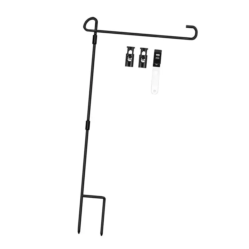 

Garden Flag Stand Holder with Windproof Clip Banner Pole Holder Outdoor Iron Flagpole Patio Flag Outdoor Lawn And Decoration