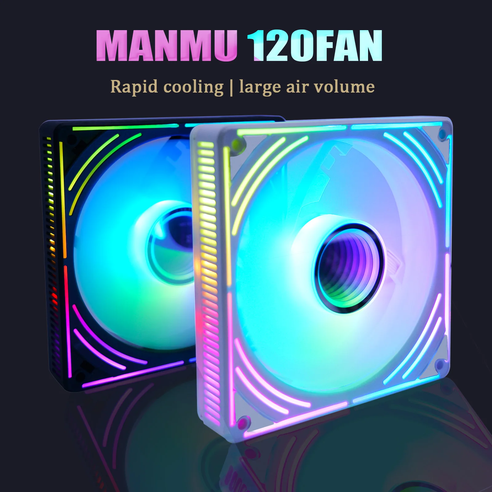

MANMU 120 мм охлаждающий вентилятор корпуса компьютера Ventilador ПК RGB малошумный зеркальный дизайн вентилятор корпуса компьютера