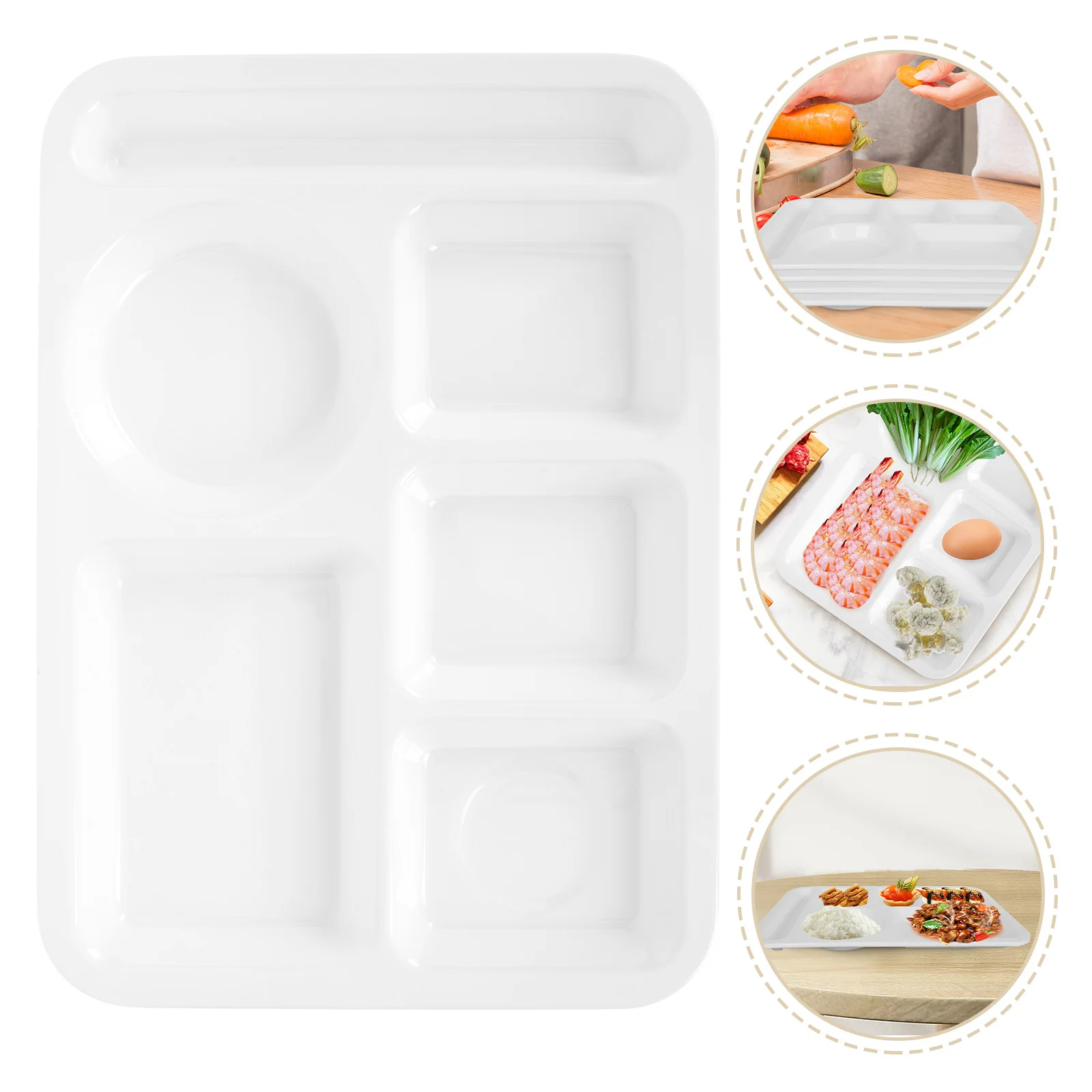 

Six-Compartment Meal Plate Stackable Freshness-Preserving Portion Control Food Tray For Breakfast Lunch Simple Style
