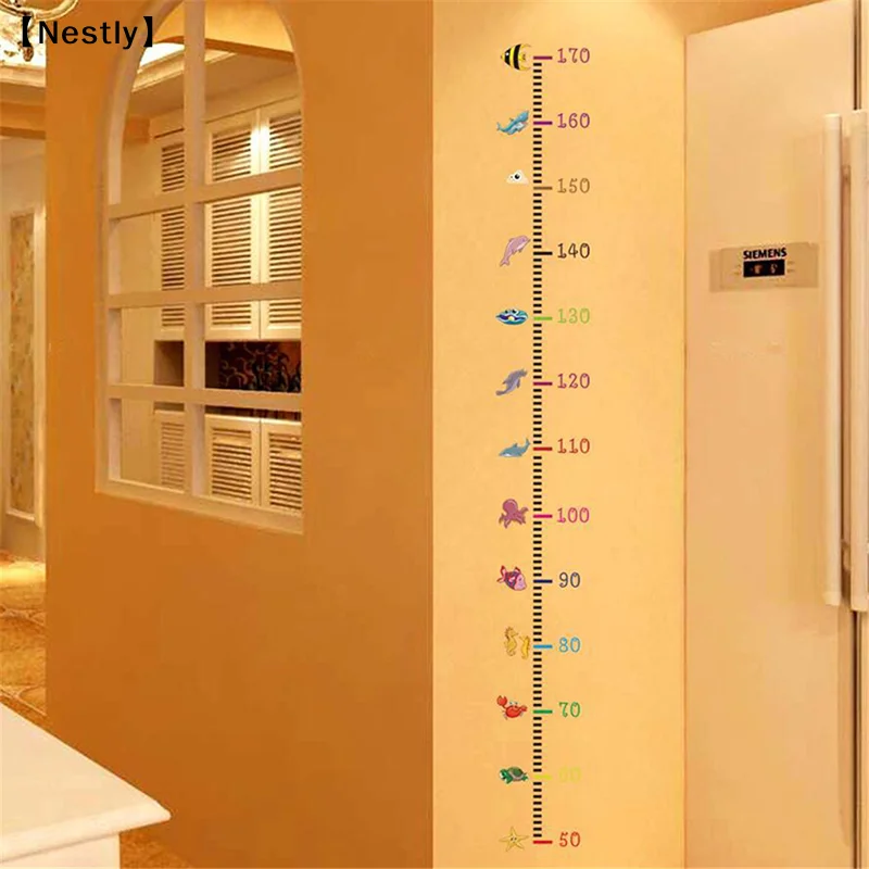Cartoon seabed animals Height Measure Wall Stickers DIY Simple Chart Ruler〔Nest〕