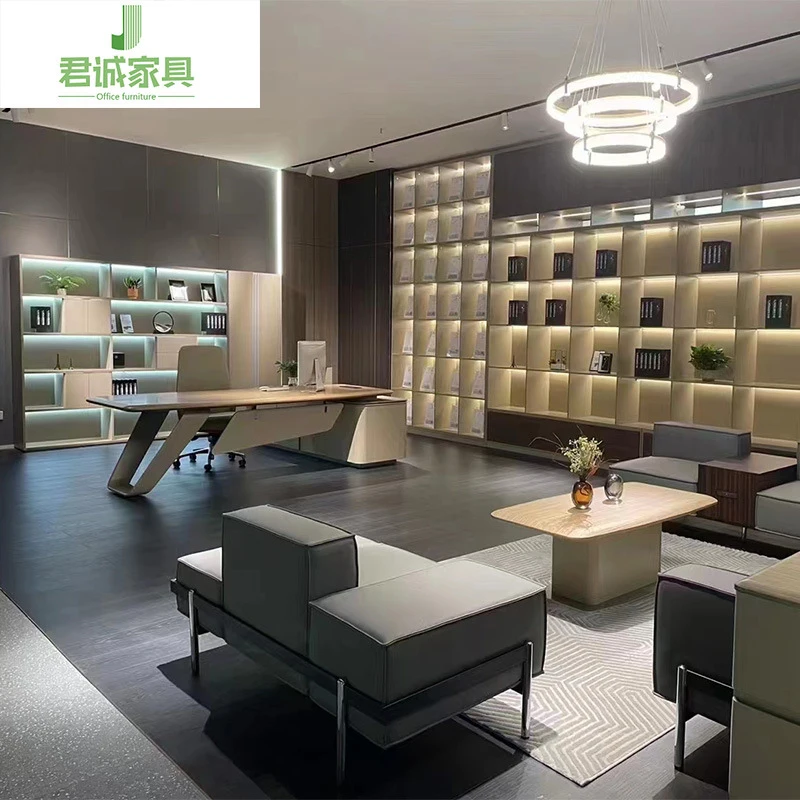 Juncheng high-end and elegant executive desk, simple modern executive desk, light luxury's office desk and chair set