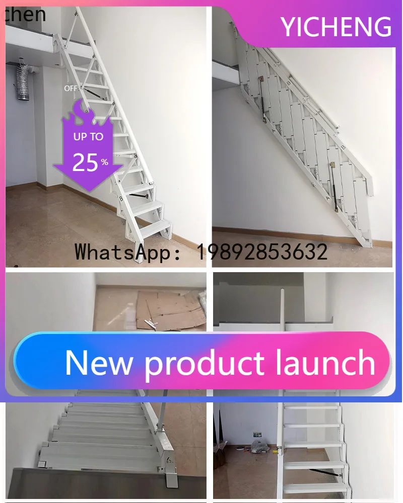 Folding Stairs Against the Wall Pavilion Side Wall Step Ladder Small Apartment Escalator