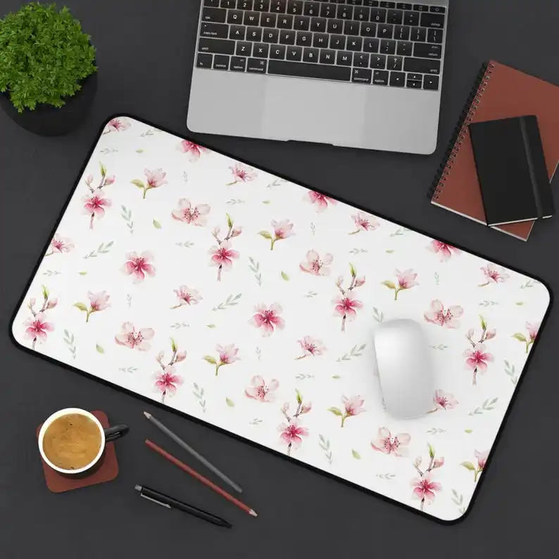 

Floral Desk Mat, Elegant Workspace Decoration, Office Accessories, Gift for Her, Mouse Pad for Home Office, Desktop Landscape